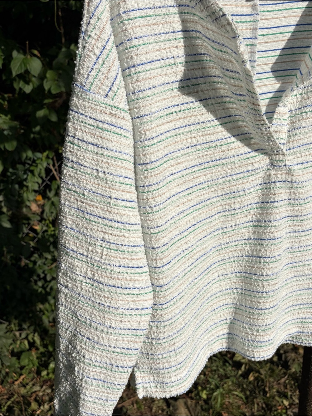 LOFT Cream Striped Long-Sleeve V-Notch Knit Top - Picture 5 of 6